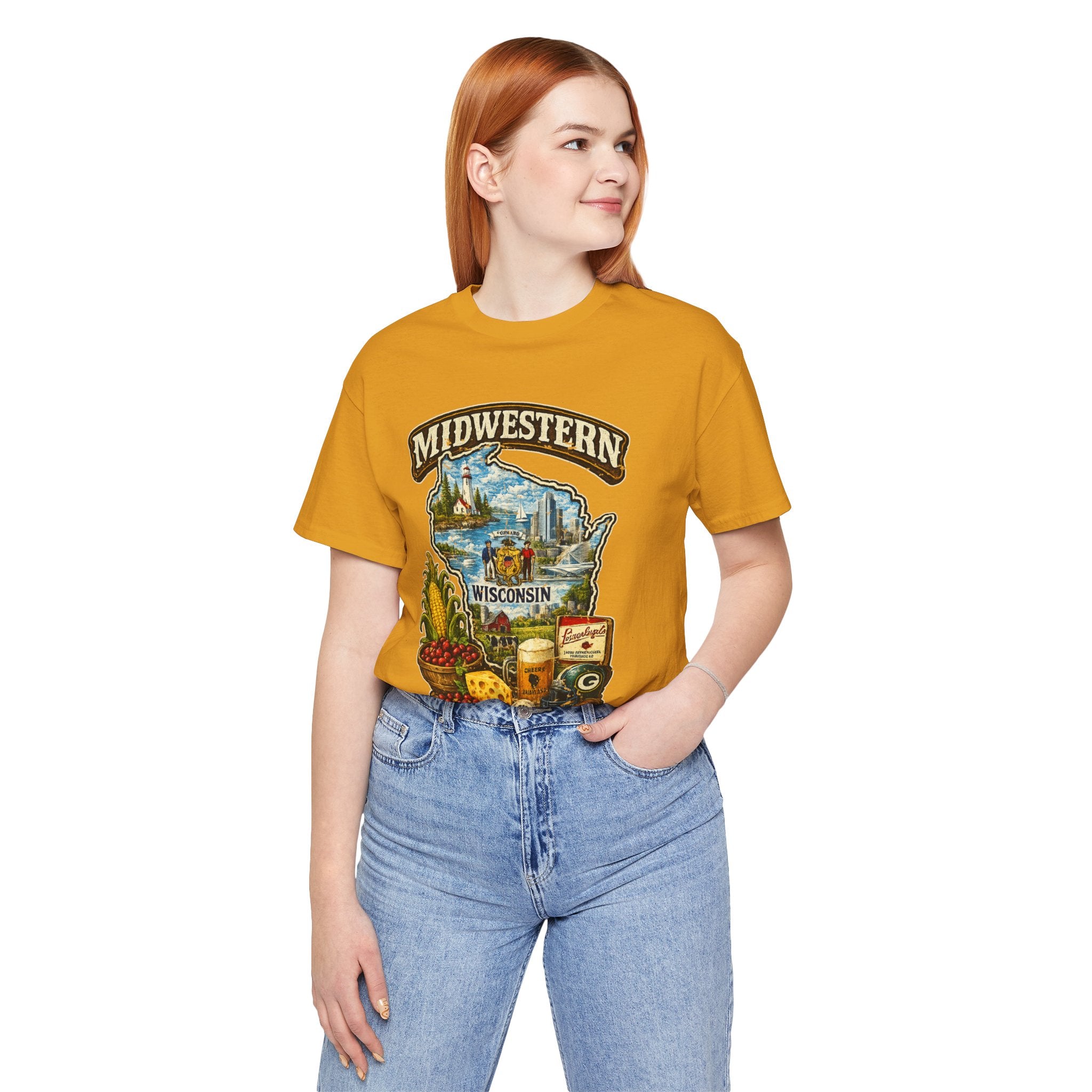 Midwestern As F**K Wisconsin T-Shirt | Funny Wisconsin Pride Tee | Bella + Canvas 3001 | Slightly Salty Cheesehead State Shirt