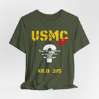 Personalized USMC Marine Corps AF T-shirt in Military Green with gold USMC lettering and a custom photo area