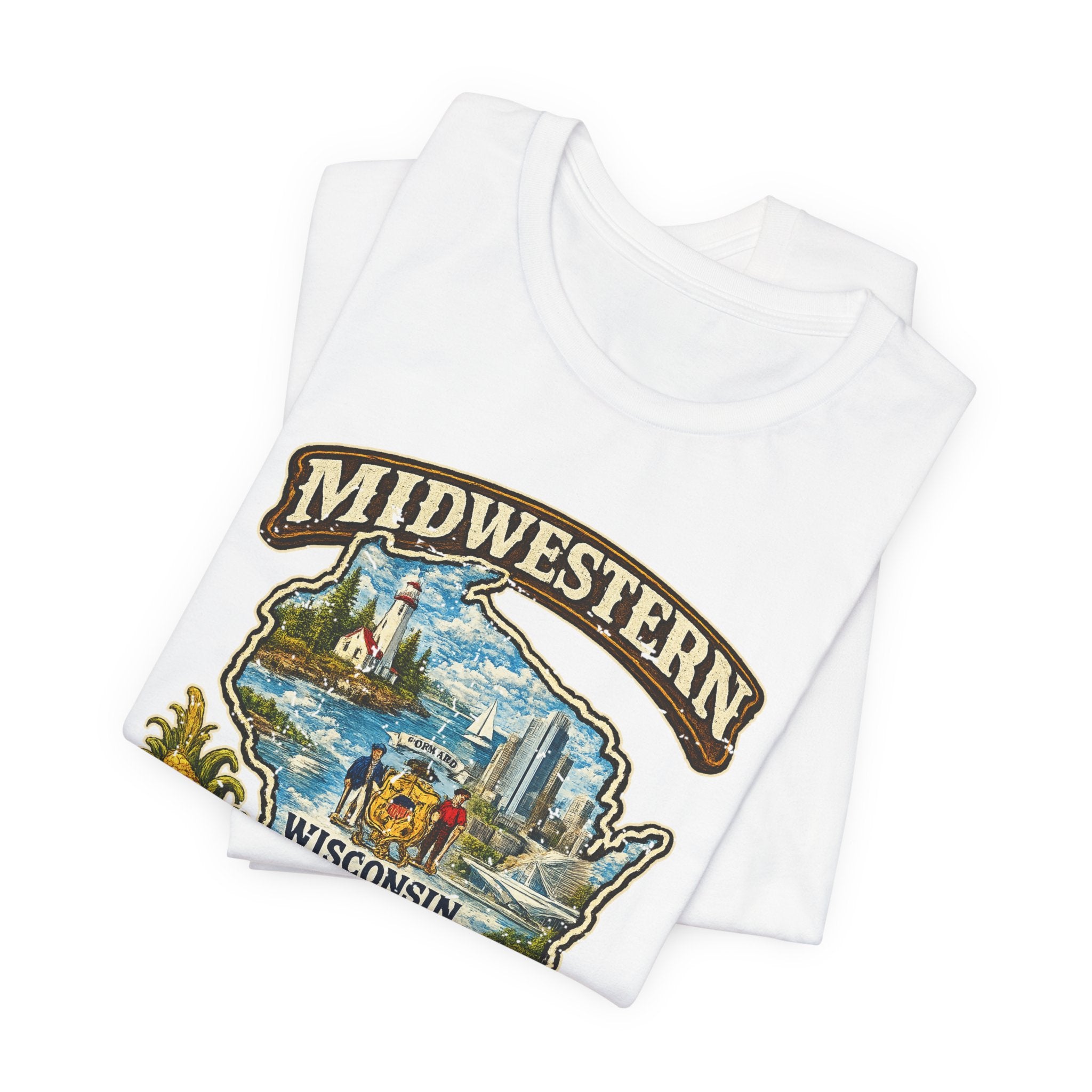 Midwestern As F**K Wisconsin T-Shirt | Funny Wisconsin Pride Tee | Bella + Canvas 3001 | Slightly Salty Cheesehead State Shirt