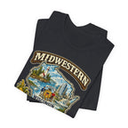 Midwestern As Fuck Wisconsin T-Shirt | Funny Wisconsin Pride Tee | Bella + Canvas 3001 | Vintage Cheesehead State Shirt