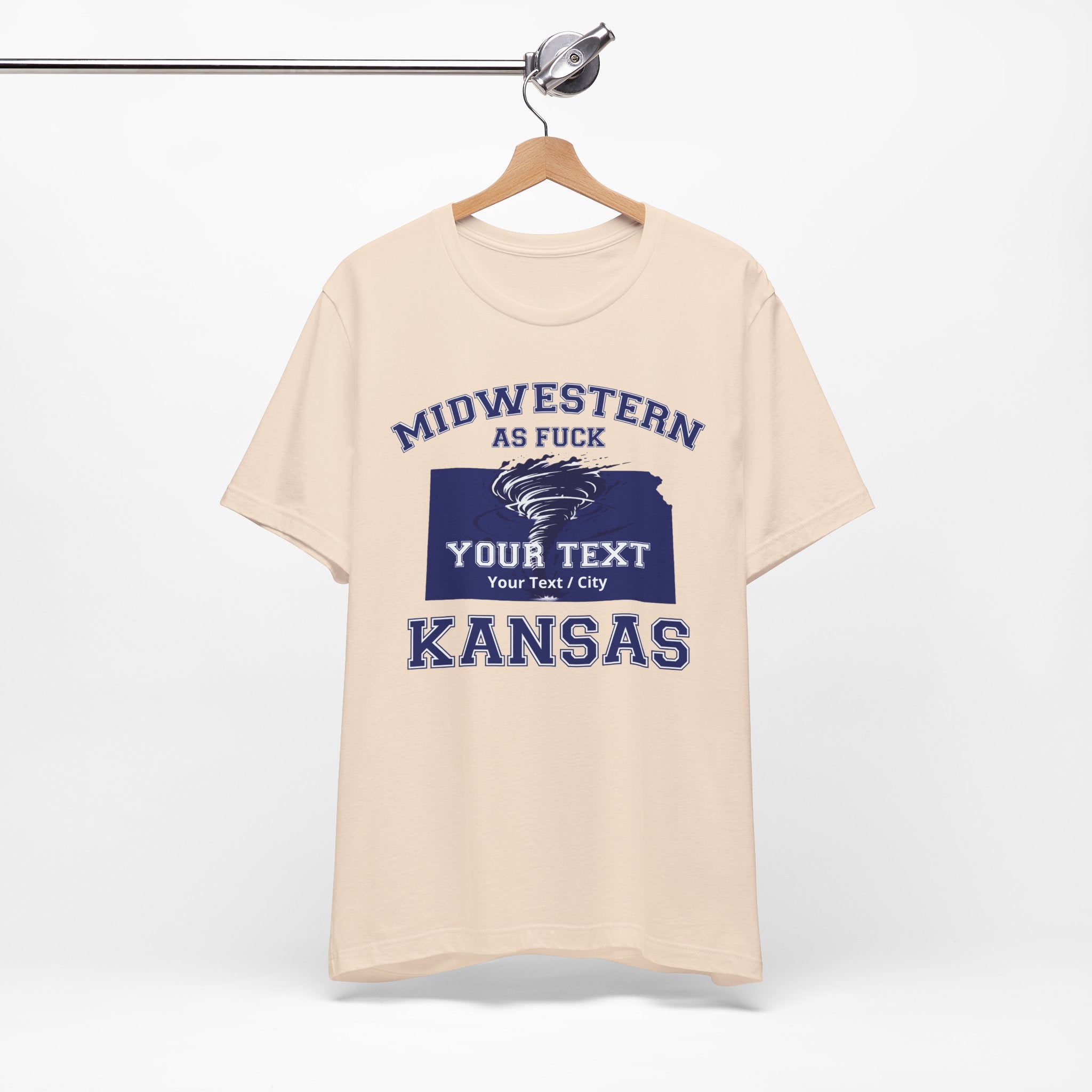 Personalized Kansas Midwestern As Fuck T-Shirt | Custom Kansas State Shirt with Your Text | No Limits Edition | Bella + Canvas Tee