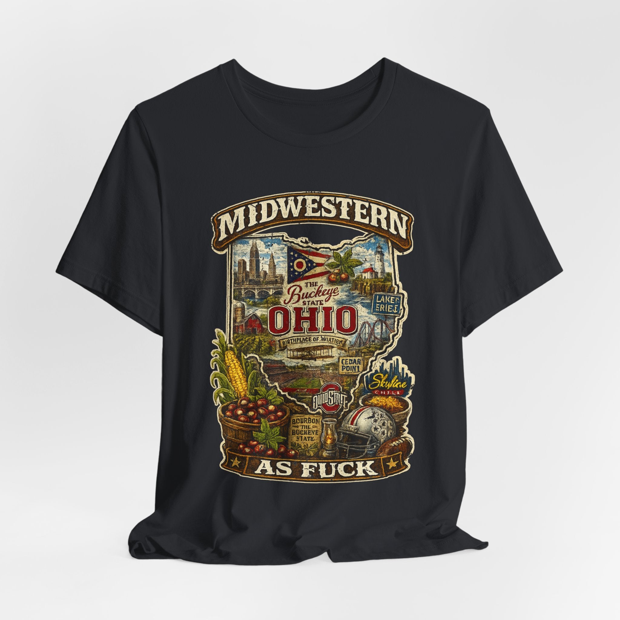 Ohio Midwestern As Fuck T-Shirt | Buckeye State Graphic Tee | Bella + Canvas 3001 | No Filter Collection