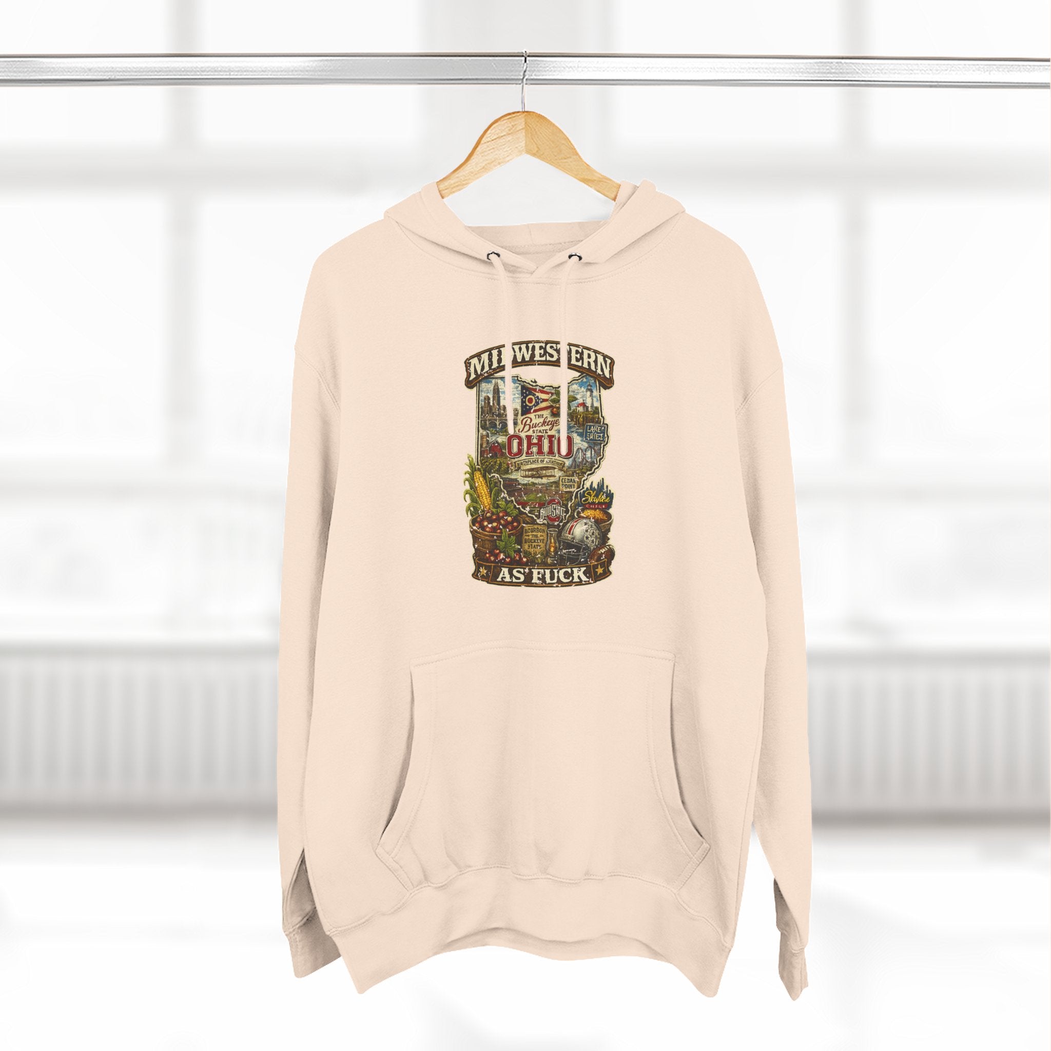Ohio Midwestern As Fuck Hoodie | Buckeye State Graphic Pullover | Lane Seven LS14001 Fleece Hoodie | No Filter Collection