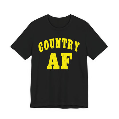 Country AF Shirt | Vintage Western Country Graphic for Rural Life Enthusiasts in Yellow Print