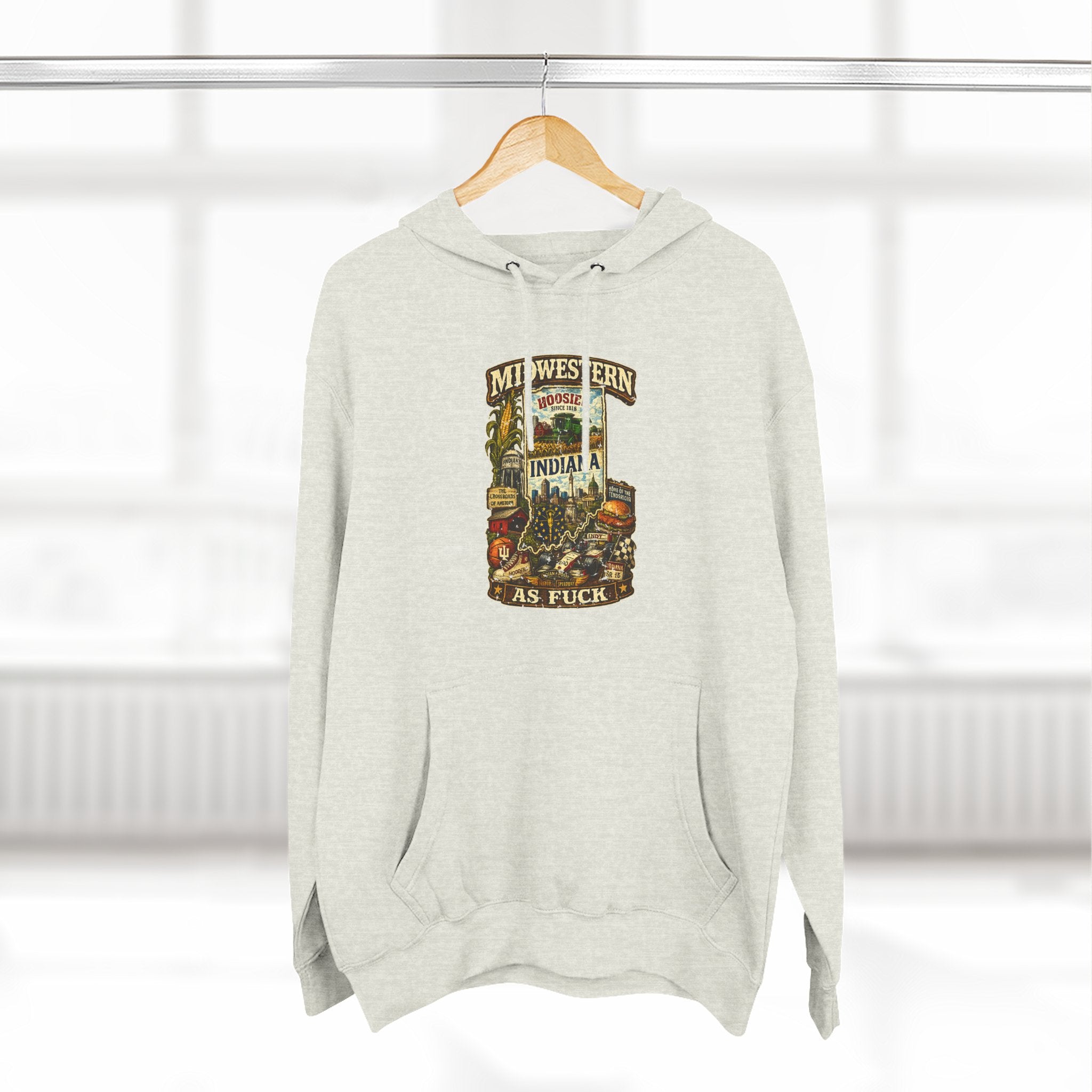 Indiana Midwestern As Fuck Hoodie | Hoosier Pride Pullover | Lane Seven Premium Hoodie | No Filter Collection
