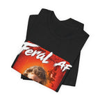 Black Feral AF T-shirt folded neatly with the feral kid graphic panel displayed on top
