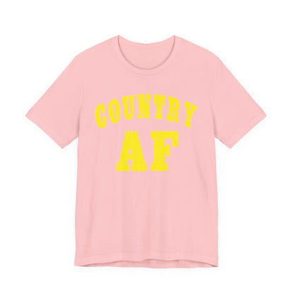 Country AF Shirt | Vintage Western Country Graphic for Rural Life Enthusiasts in Yellow Print