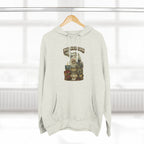 Family Friendly Midwestern AF Michigan Hoodie – product photo 19 featuring a distressed vintage design featuring Michigan's Upper and Lower Peninsulas overlaid with the state outline, surrounded by Detroit's skyline, Woodward Avenue, the Great Lakes, and Traverse City cherries