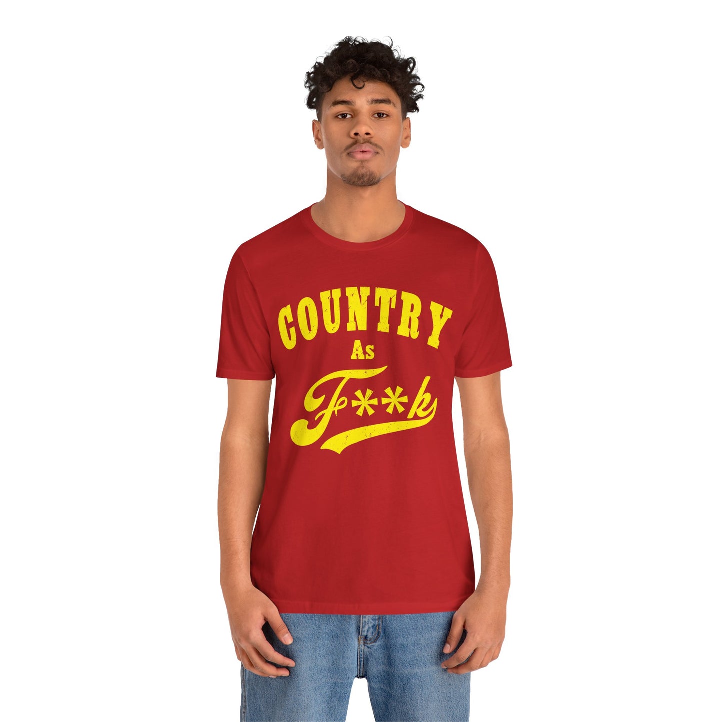 Country As Fk Tee | Funny Country Music & Southern Lifestyle Graphic PG-13 Version | Country As F**K T-shirt in Yellow Print