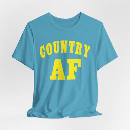 Country AF Shirt | Vintage Western Country Graphic for Rural Life Enthusiasts in Yellow Print