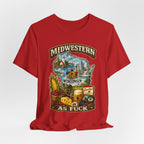 Midwestern As Fuck Wisconsin T-Shirt | Funny Wisconsin Pride Tee | Bella + Canvas 3001 | Vintage Cheesehead State Shirt