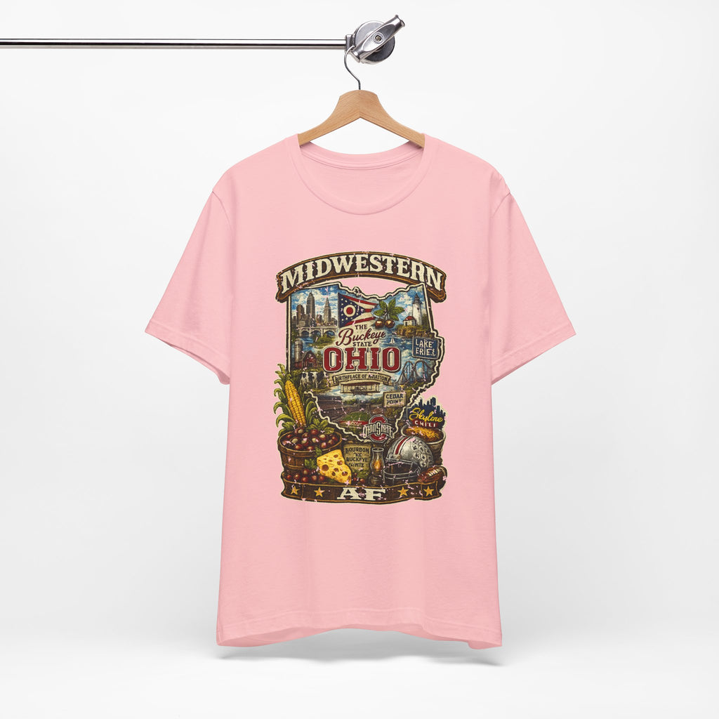 Ohio Midwestern AF T-Shirt | Buckeye State Graphic Tee | Bella + Canvas 3001 | Family Friendly Collection
