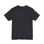 Black t-shirt worn by a model, back view showing the plain back with no graphic visible