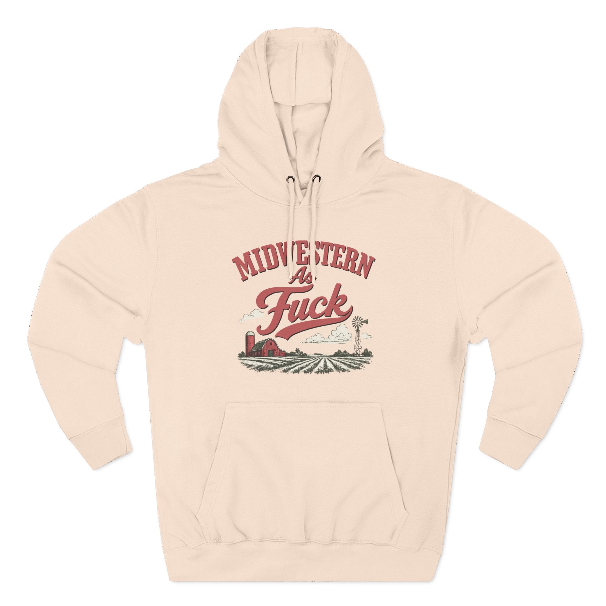 Midwestern As Fuck Vintage Farm Hoodie in Pale Pink