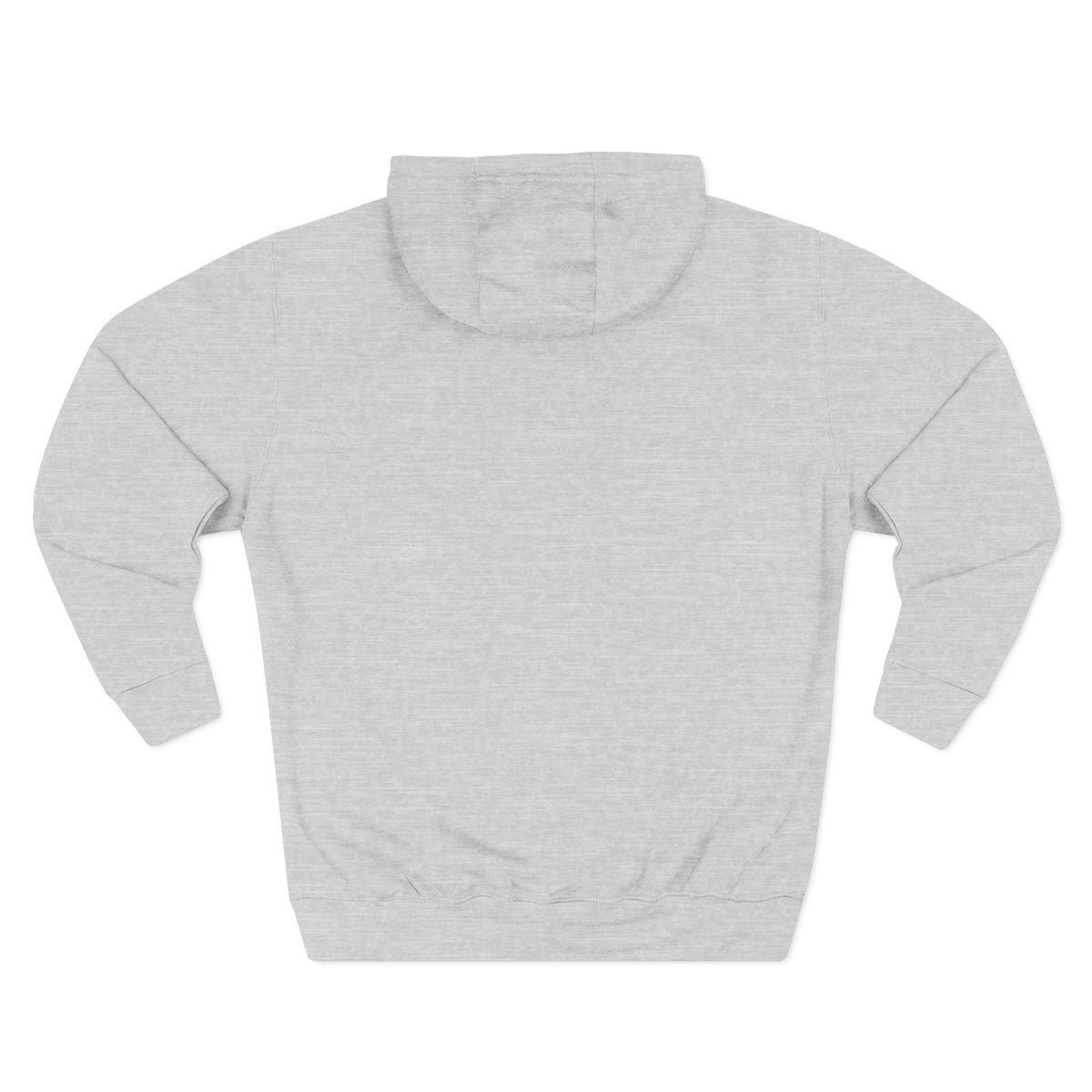 Back view of the heather grey Lane Seven hoodie laid flat, plain with no print on the reverse