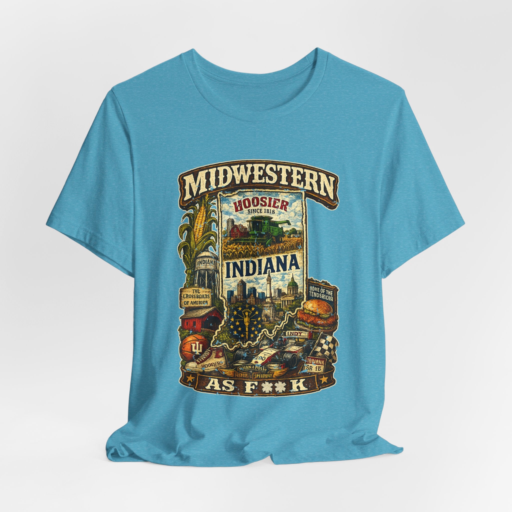 Indiana Midwestern As F**K T-Shirt | Hoosier Pride Graphic Tee | Indiana State Shirt | Bella + Canvas 3001 | Slightly Salty Collection