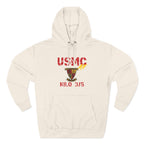 Personalized USMC Marine Corps AF hoodie in Sandshell with red USMC lettering, a custom photo area and personalized unit text
