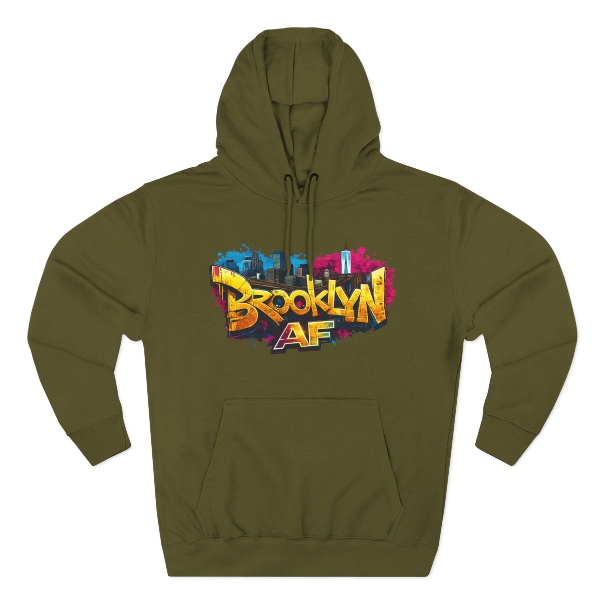 Brooklyn AF Graffiti Hoodie | New York Skyline Streetwear Hooded Sweatshirt | Lane Seven LS14001 | Family Friendly Collection - Anything AF