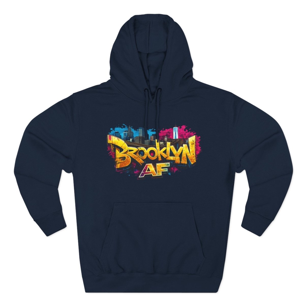 Brooklyn AF Graffiti Hoodie | New York Skyline Streetwear Hooded Sweatshirt | Lane Seven LS14001 | Family Friendly Collection - Anything AF
