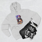 Heather Grey Brooklyn AF hoodie styled flat with black and white sneakers