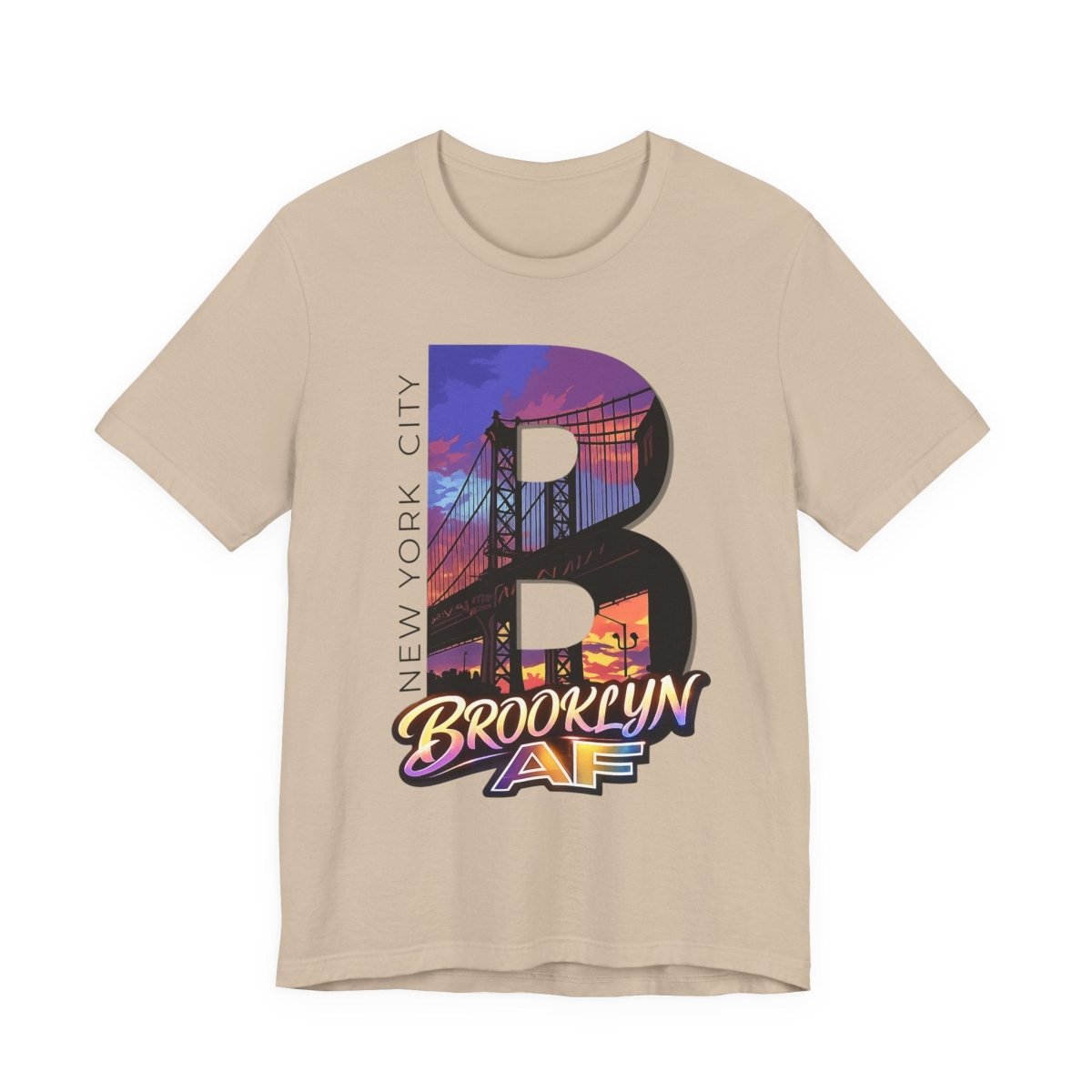 Brooklyn AF T-Shirt for Light Colors | NYC Skyline Graphic Tee | Bella + Canvas 3001 | Family Friendly Collection - Anything AF