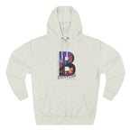 Natural cream Brooklyn As Fuck hoodie laid flat with the skyline B front print