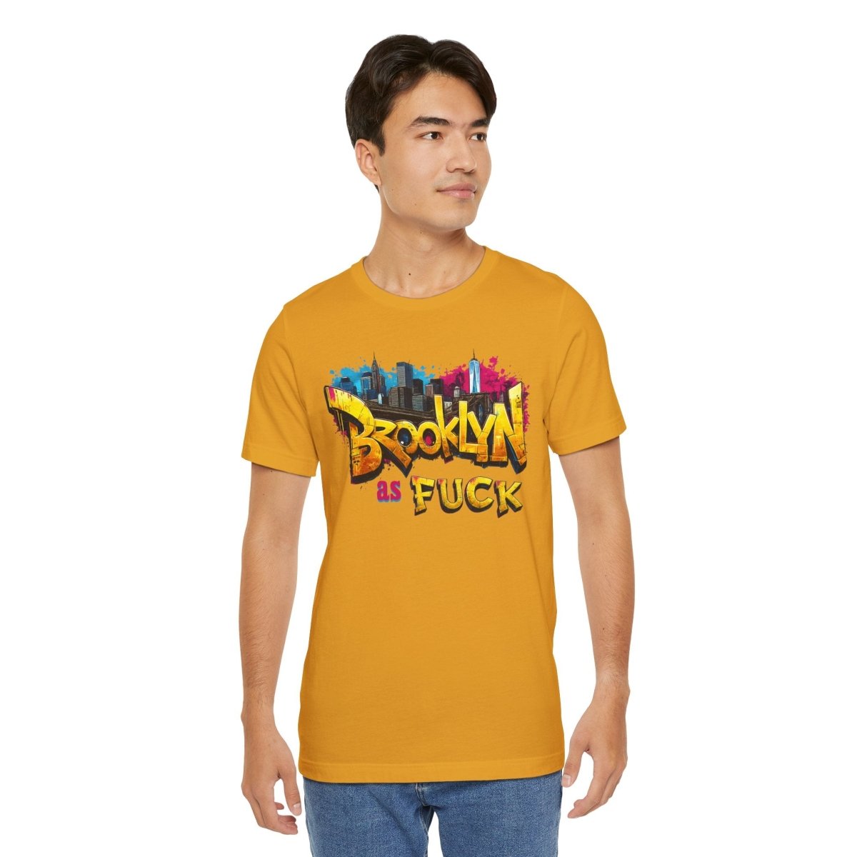 Brooklyn As Fuck T-Shirt | NYC Graffiti Skyline Bella + Canvas 3001 Tee | New York Streetwear Graphic Shirt - Anything AF