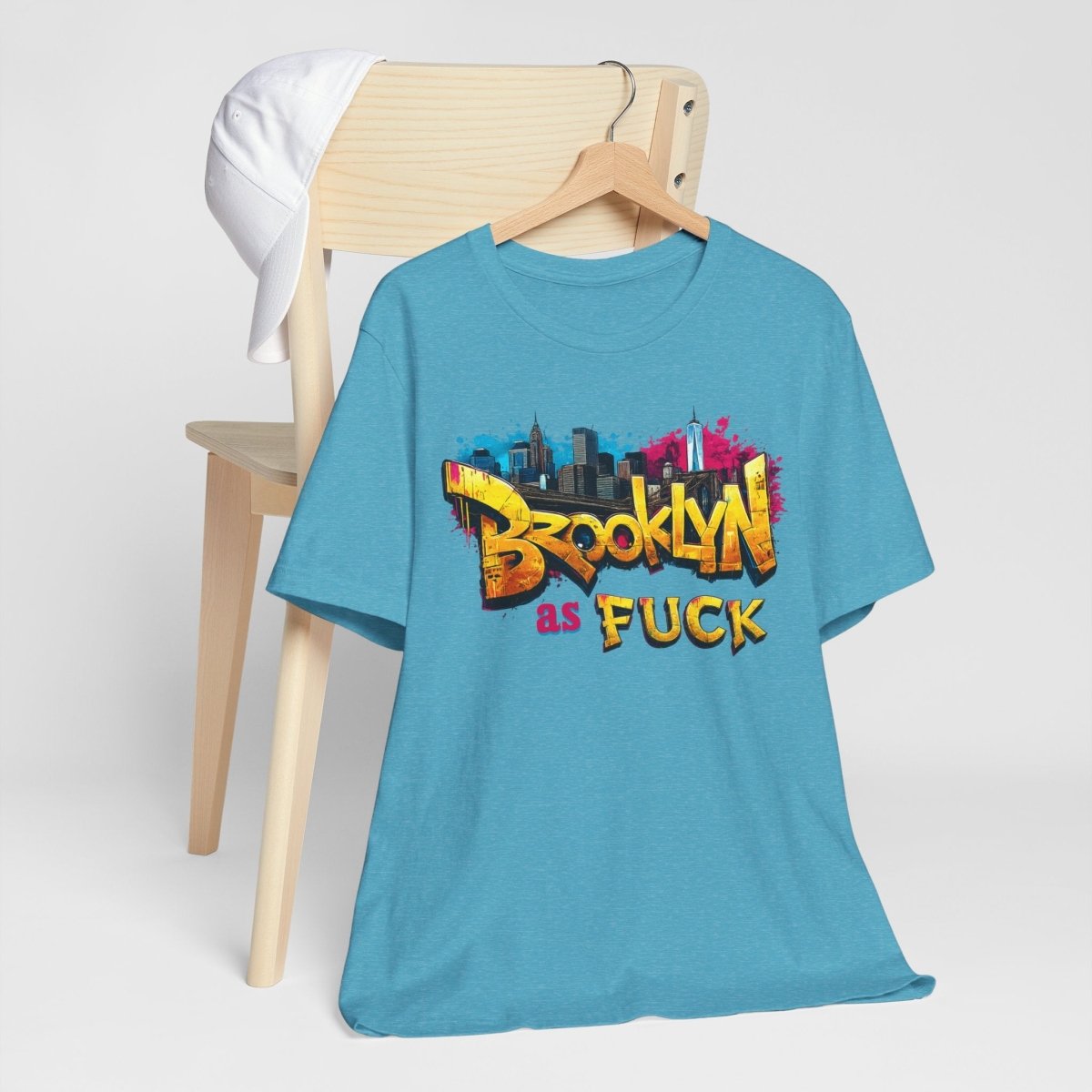 Brooklyn As Fuck T-Shirt | NYC Graffiti Skyline Bella + Canvas 3001 Tee | New York Streetwear Graphic Shirt - Anything AF