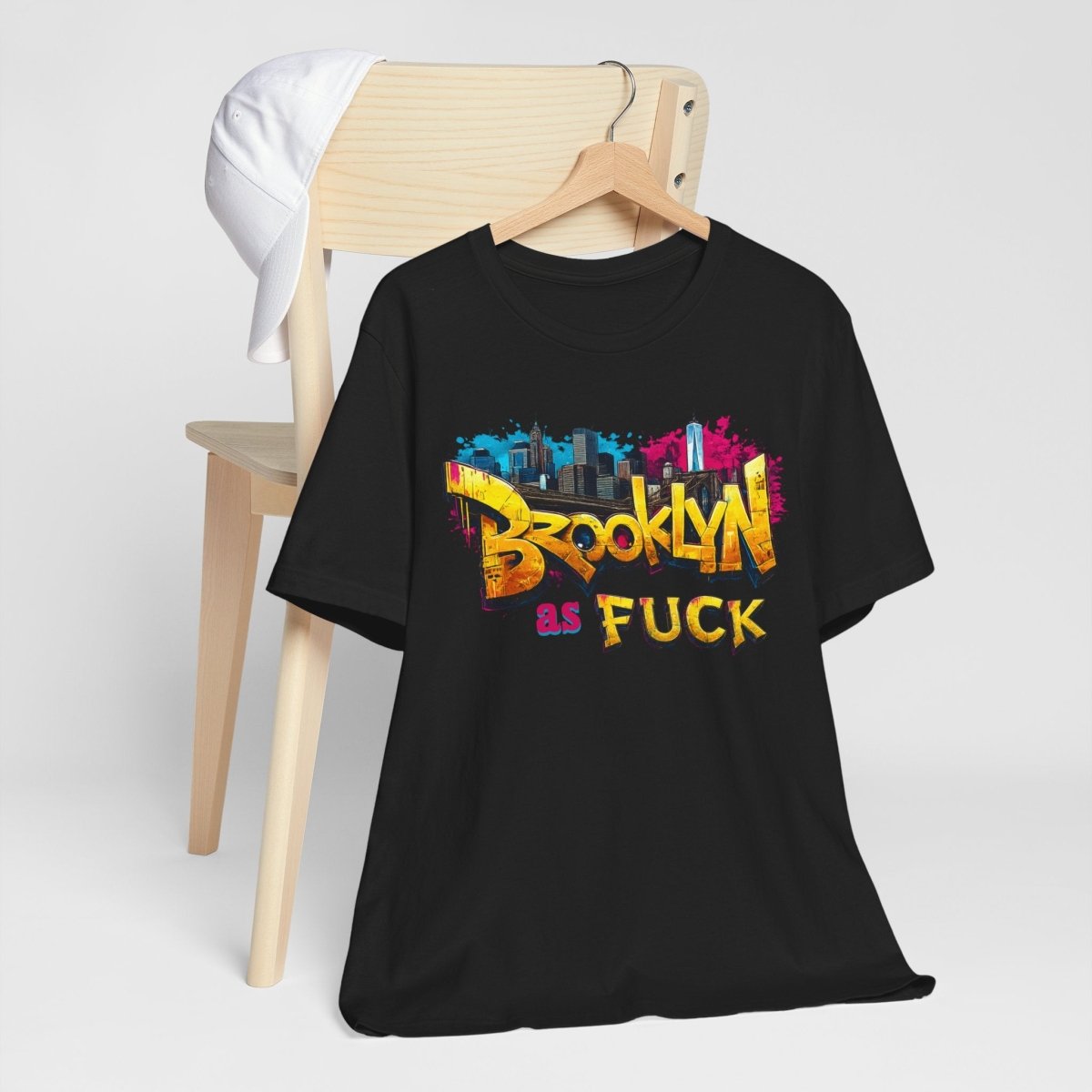 Brooklyn As Fuck T-Shirt | NYC Graffiti Skyline Bella + Canvas 3001 Tee | New York Streetwear Graphic Shirt - Anything AF