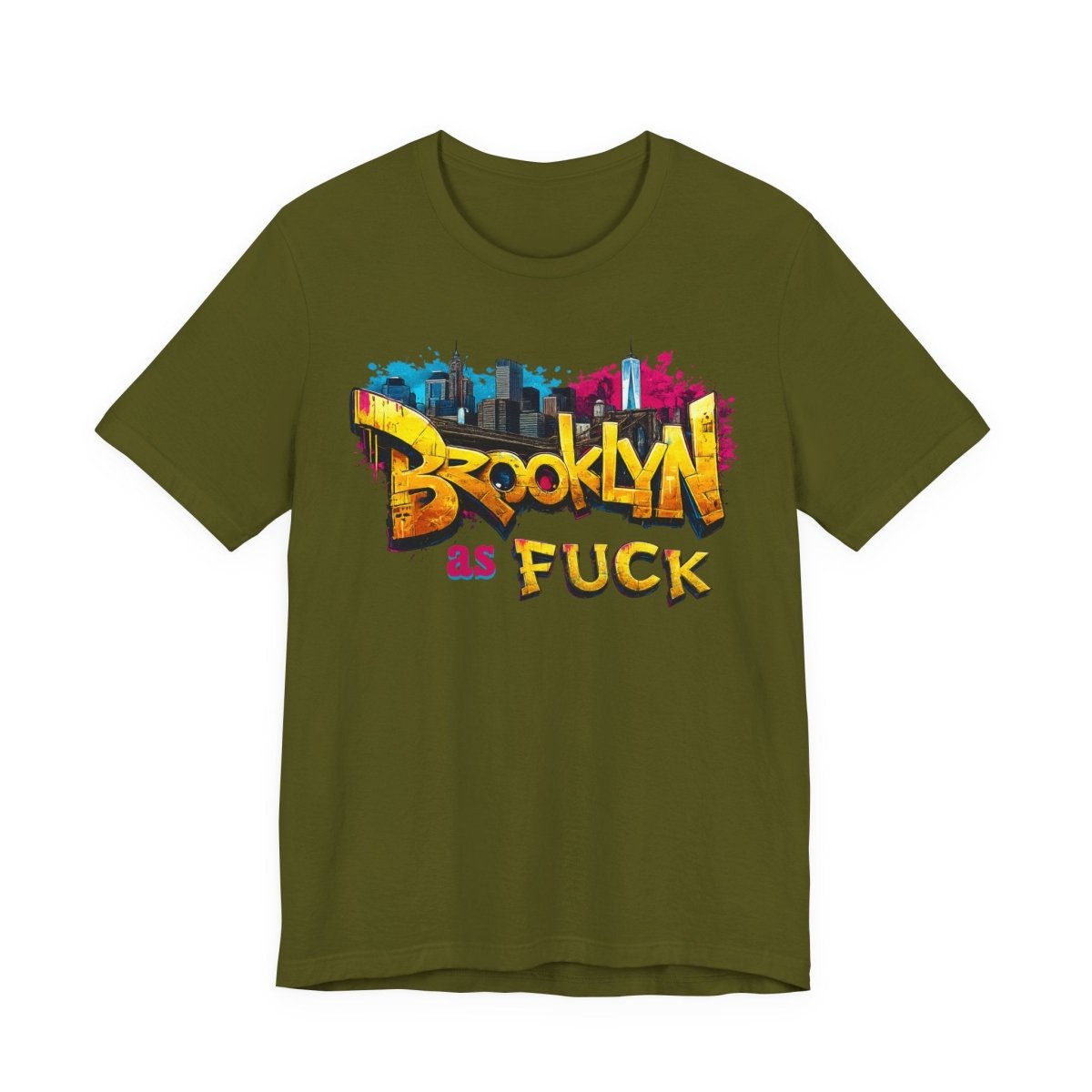 Brooklyn As Fuck T-Shirt | NYC Graffiti Skyline Bella + Canvas 3001 Tee | New York Streetwear Graphic Shirt - Anything AF