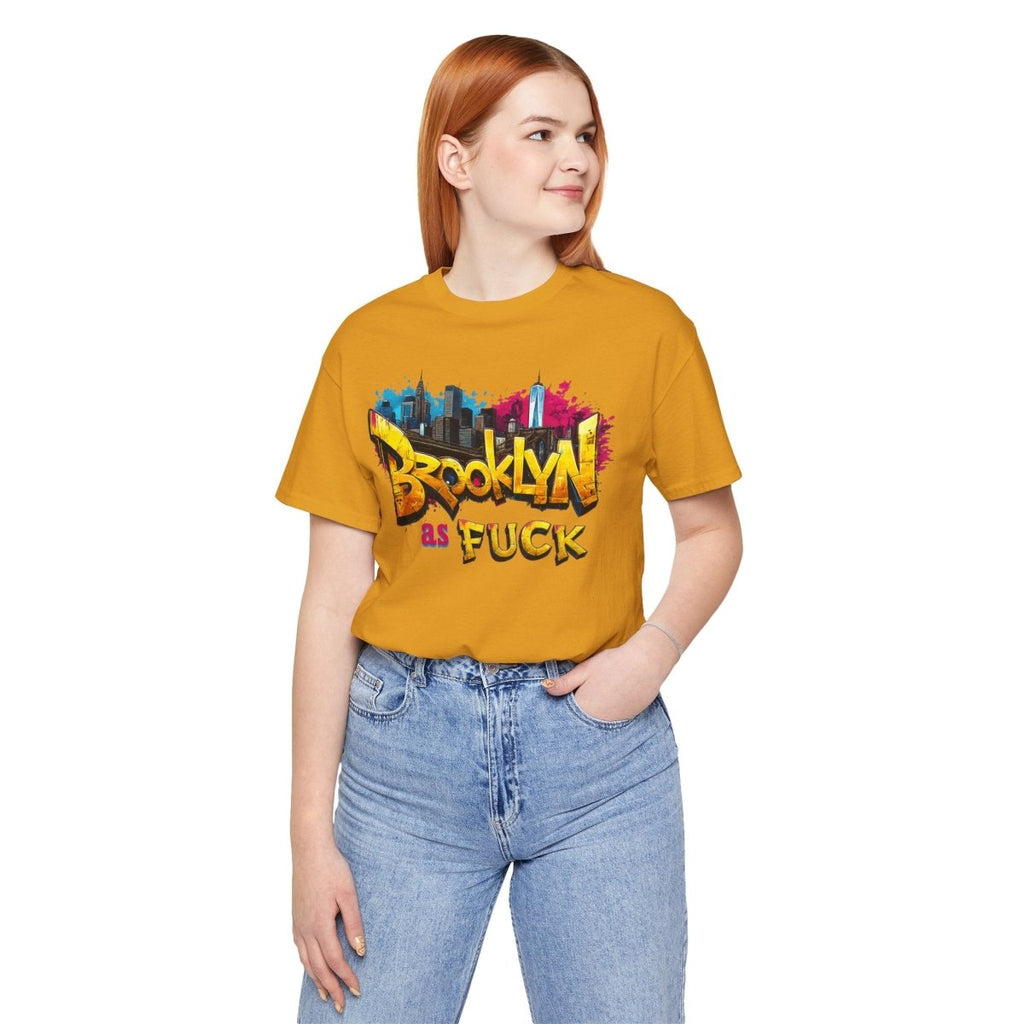 Brooklyn As Fuck T-Shirt | NYC Graffiti Skyline Bella + Canvas 3001 Tee | New York Streetwear Graphic Shirt - Anything AF