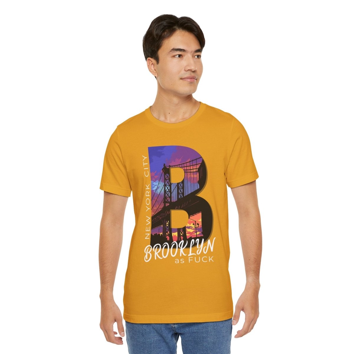 Brooklyn As Fuck T-Shirt | Sunset Bridge Graphic for Dark Colors | Bella + Canvas 3001 Tee - Anything AF