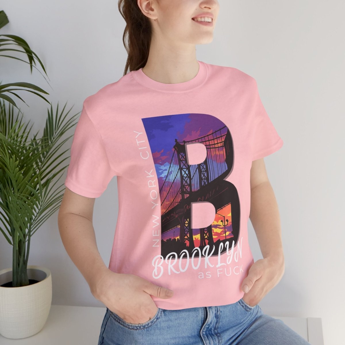Brooklyn As Fuck T-Shirt | Sunset Bridge Graphic for Dark Colors | Bella + Canvas 3001 Tee - Anything AF