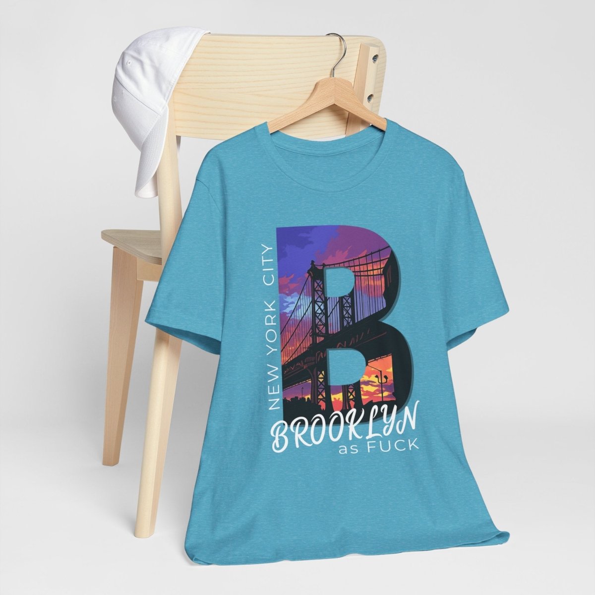 Brooklyn As Fuck T-Shirt | Sunset Bridge Graphic for Dark Colors | Bella + Canvas 3001 Tee - Anything AF