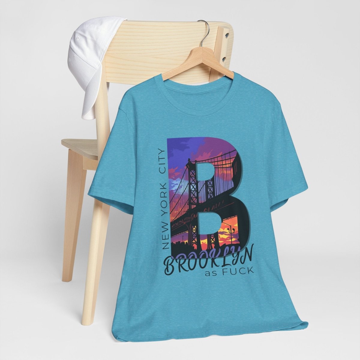 Brooklyn As Fuck T-Shirt | Sunset Bridge Graphic for Light Colors | Bella + Canvas 3001 Tee - Anything AF