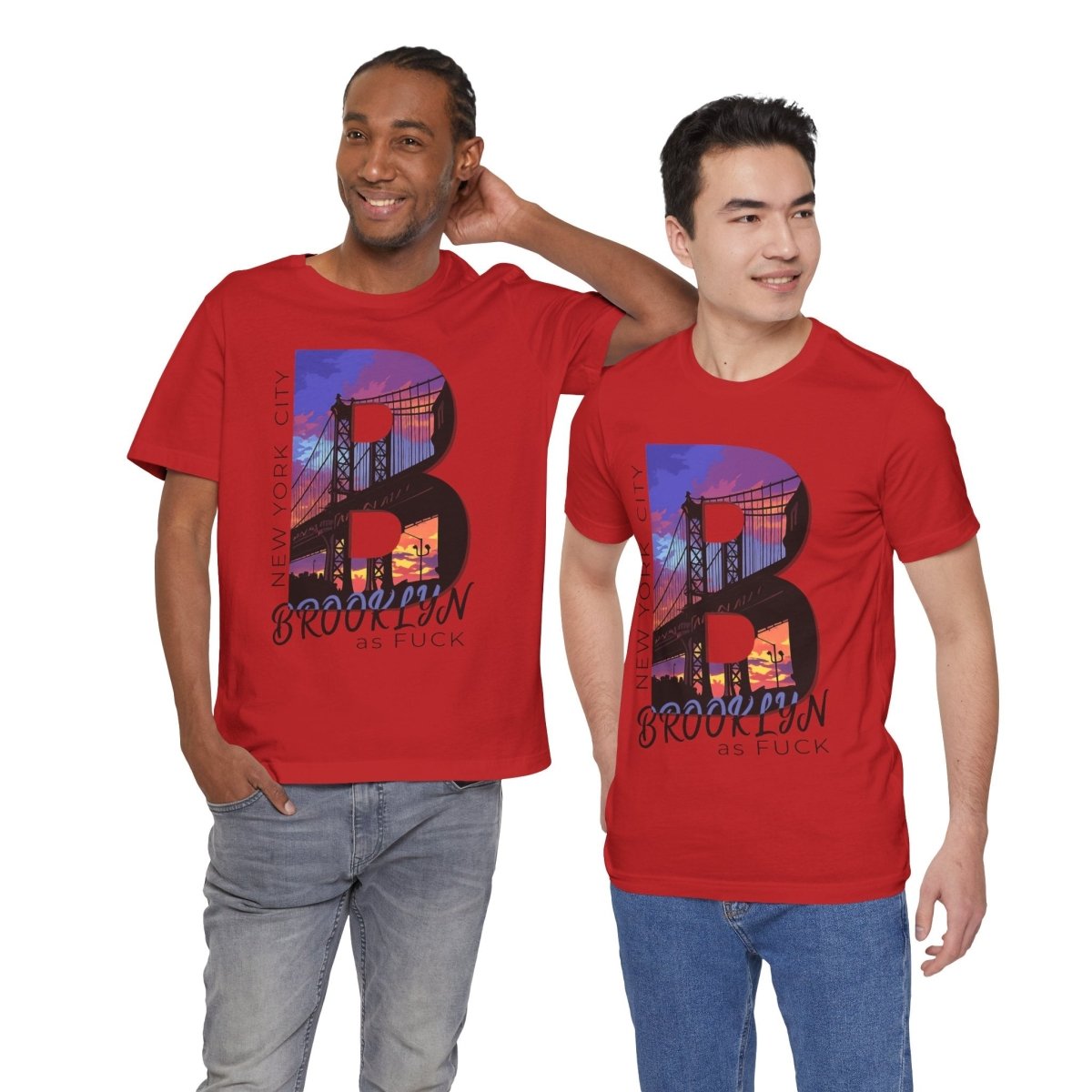 Brooklyn As Fuck T-Shirt | Sunset Bridge Graphic for Light Colors | Bella + Canvas 3001 Tee - Anything AF