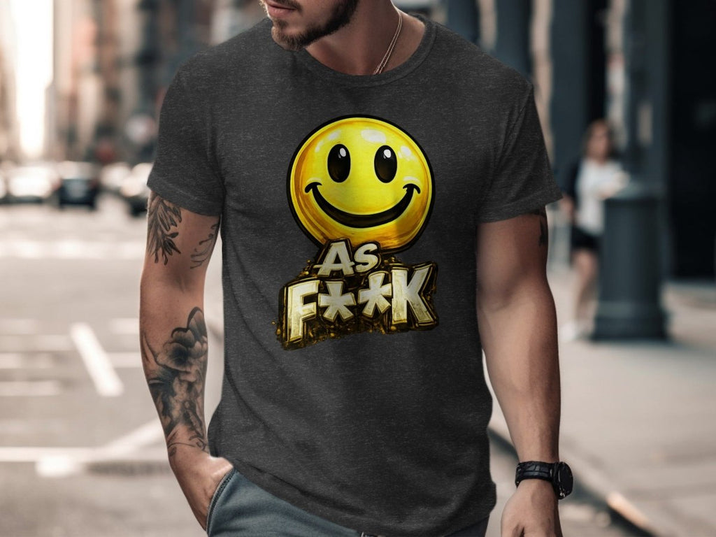 Classic Smiley As F**K Emoji T-Shirt | Bold Gold Graphic Tee - Anything AF