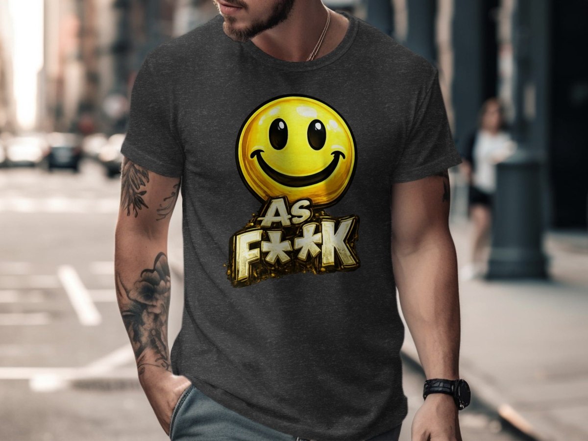 Classic Smiley As F**K Emoji T-Shirt | Bold Gold Graphic Tee - Anything AF