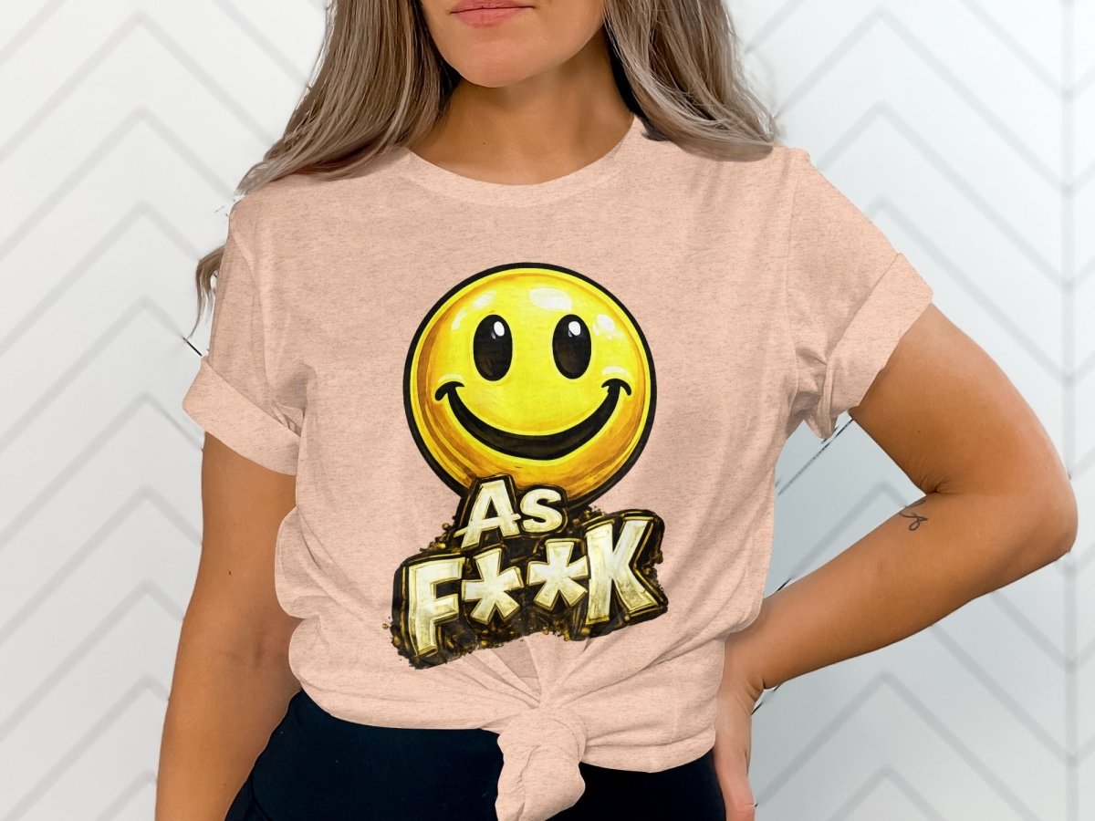 Classic Smiley As F**K Emoji T-Shirt | Bold Gold Graphic Tee - Anything AF