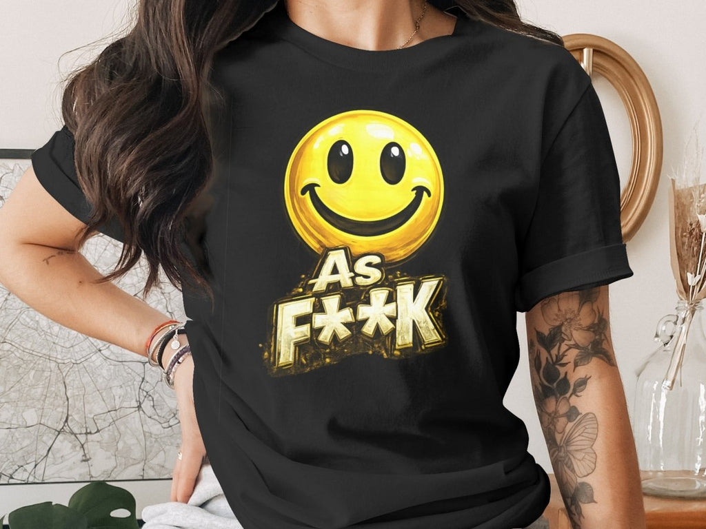 Classic Smiley As F**K Emoji T-Shirt | Bold Gold Graphic Tee - Anything AF