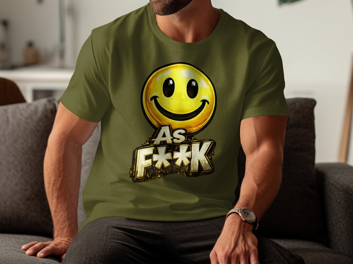 Classic Smiley As F**K Emoji T-Shirt | Bold Gold Graphic Tee - Anything AF