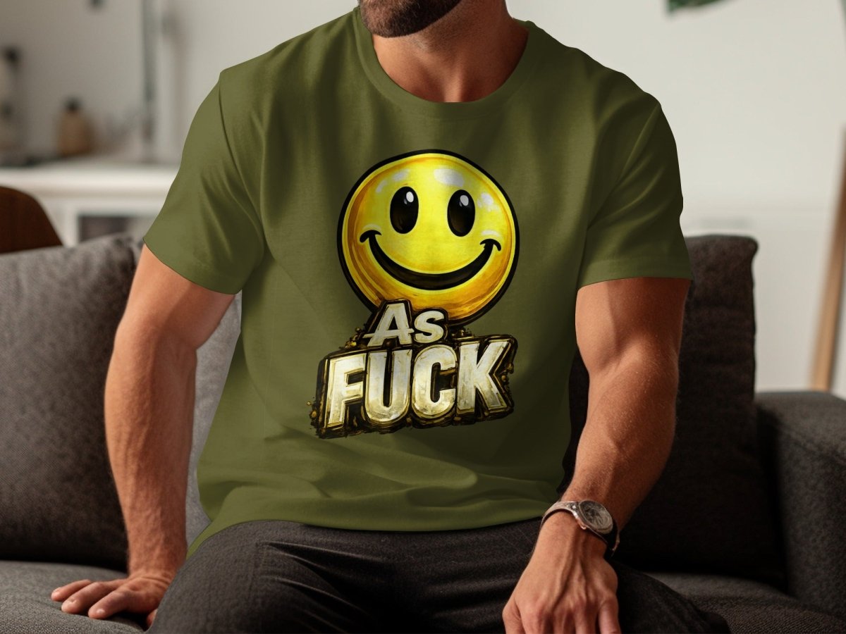 Classic Smiley As Fuck Emoji T-Shirt | Bold Gold Graphic Tee - Anything AF