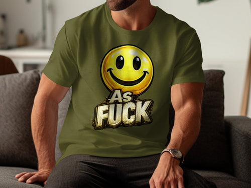 Classic Smiley As Fuck Emoji T-Shirt | Bold Gold Graphic Tee - Anything AF