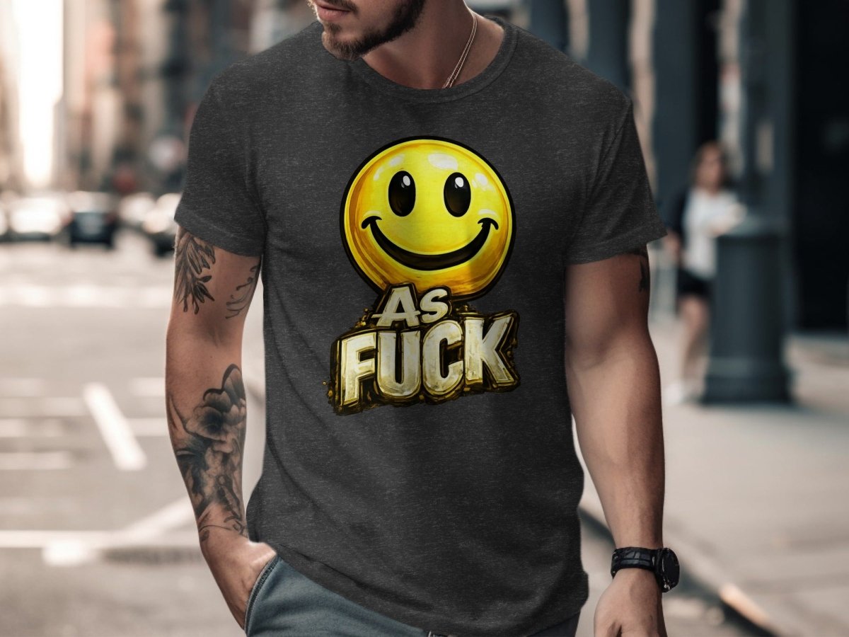 Classic Smiley As Fuck Emoji T-Shirt | Bold Gold Graphic Tee - Anything AF
