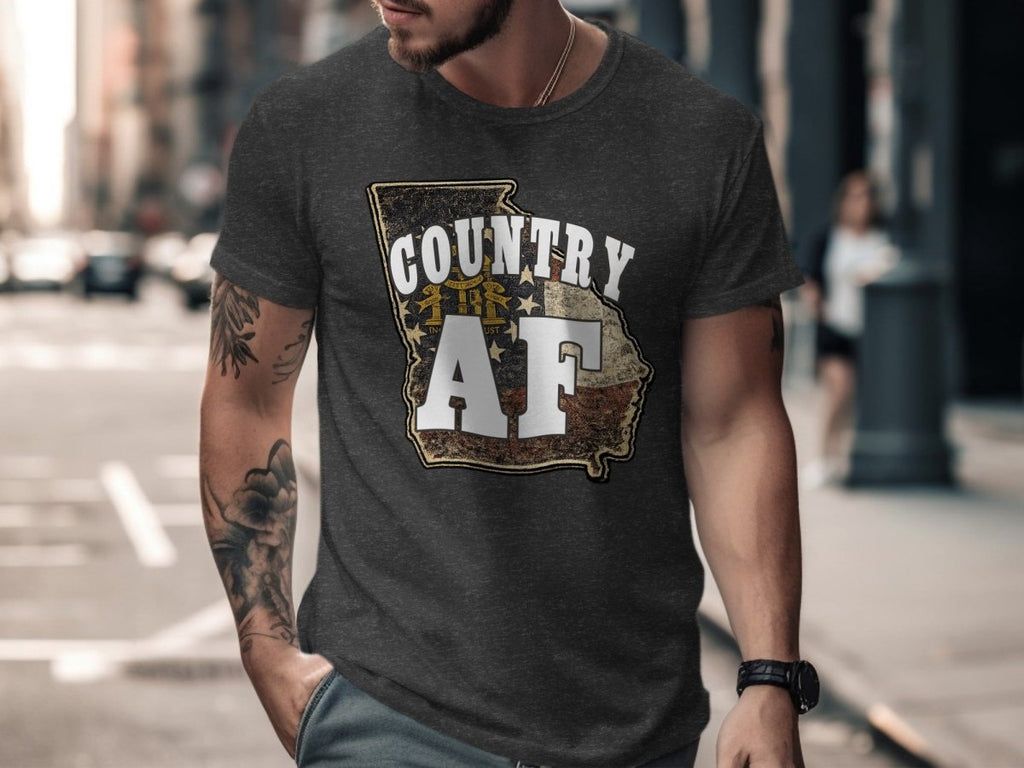 Country AF Georgia T-Shirt | Vintage Georgia Outline Graphic Tee - Anything AF