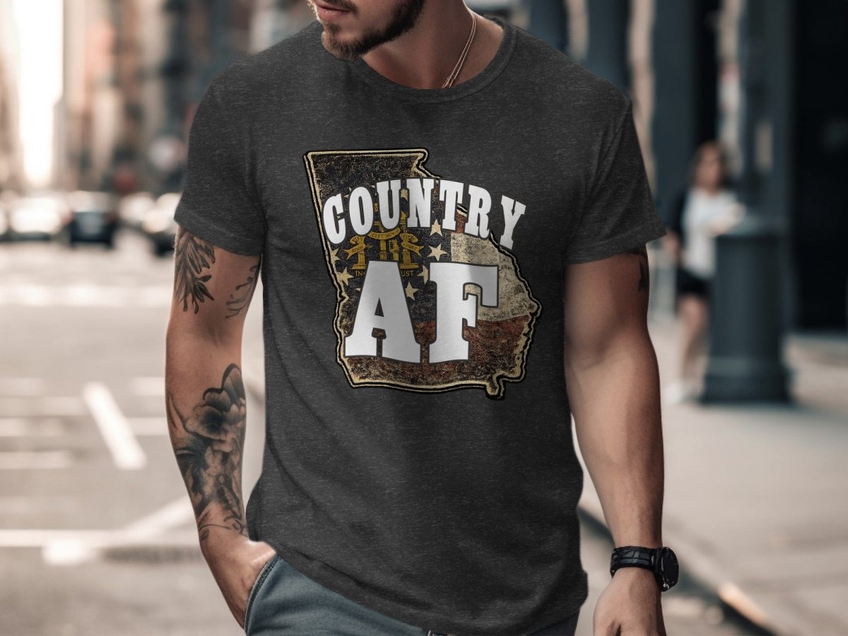Country AF Georgia T-Shirt | Vintage Georgia Outline Graphic Tee - Anything AF
