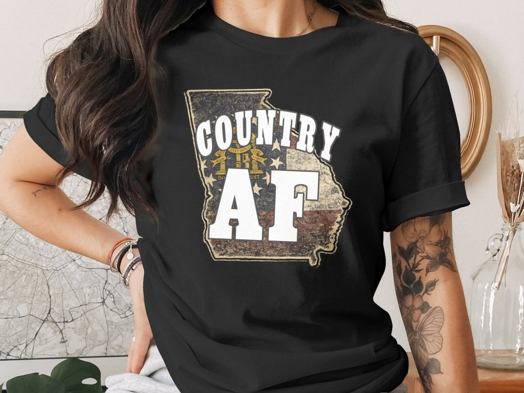 Country AF Georgia T-Shirt | Vintage Georgia Outline Graphic Tee - Anything AF
