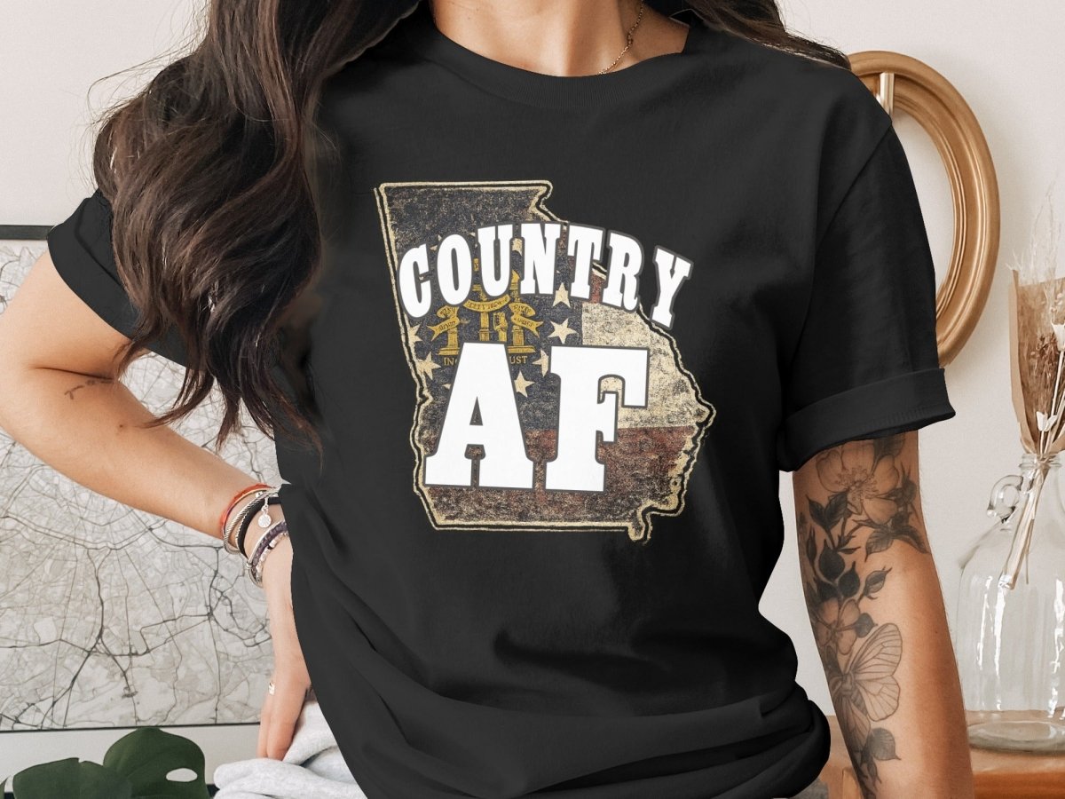 Country AF Georgia T-Shirt | Vintage Georgia Outline Graphic Tee - Anything AF