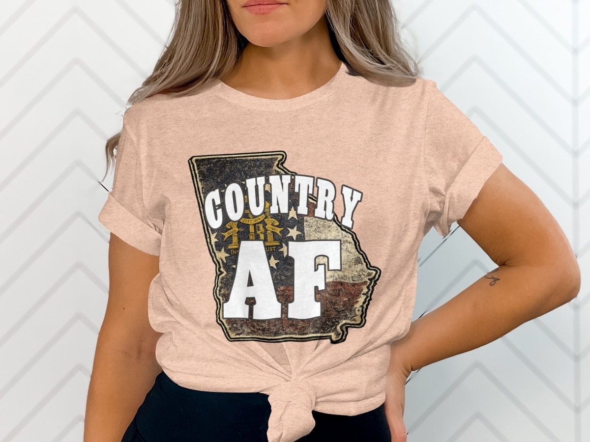 Country AF Georgia T-Shirt | Vintage Georgia Outline Graphic Tee - Anything AF