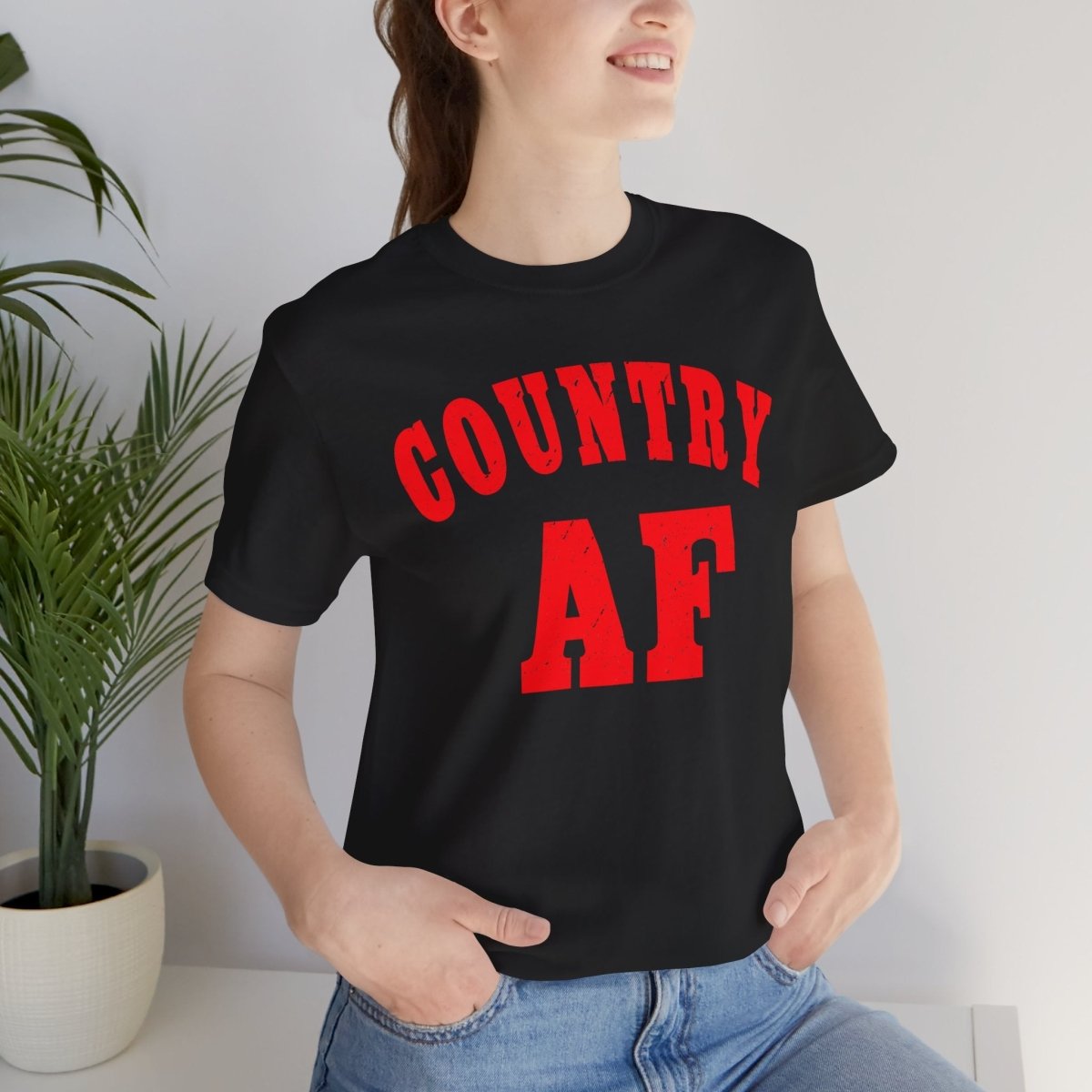 Country AF Shirt | Bold Country AF Graphic Tee in Red Print for Country Life Lovers - Anything AF